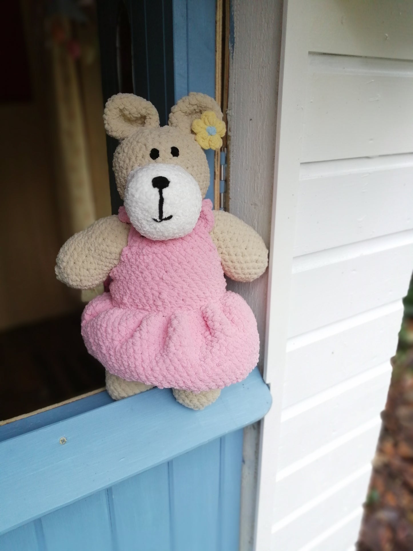 Teddy bear soft toy, handmade baby gift made in Ireland Wonky Woolins. Unique baby gift