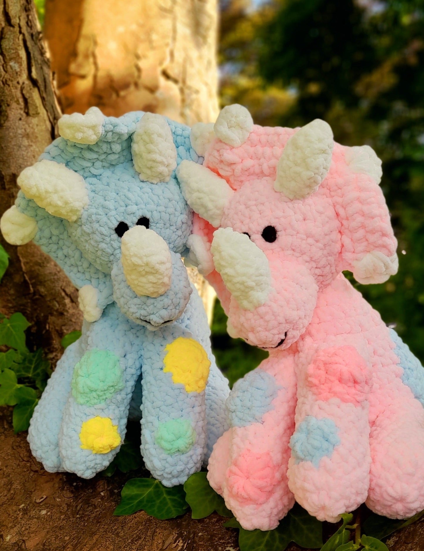 Handmade Dinosaur Teddy in Pink or Blue | New Baby Gift | Gift for Toddlers