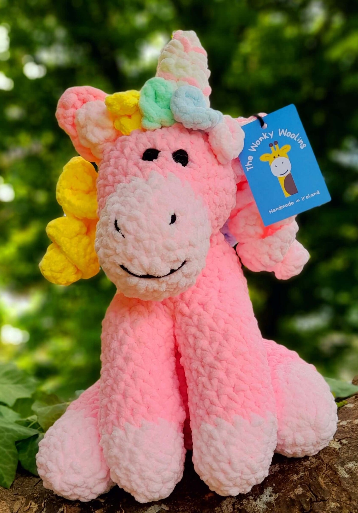 Pink Unicorn stuffed toy plushy, handmade unique baby gift