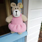 Teddy bear soft toy, handmade baby gift made in Ireland Wonky Woolins. Unique baby gift