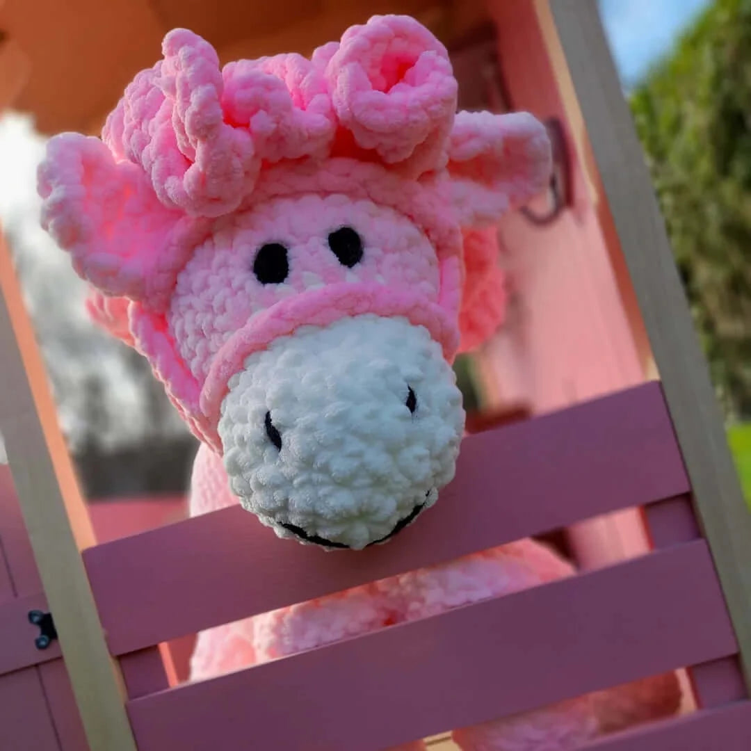 Handmade Crochet Stuffed Pony Toy in Pink