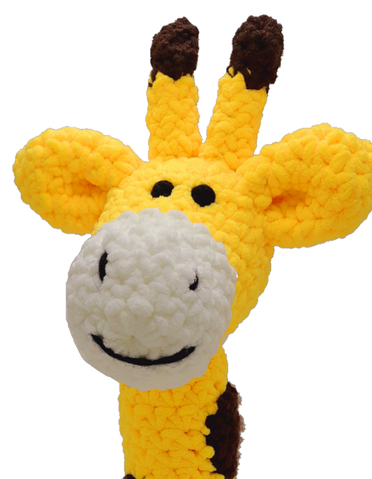 Giraffe soft toy baby gift, bright yellow giraffe with brown spots