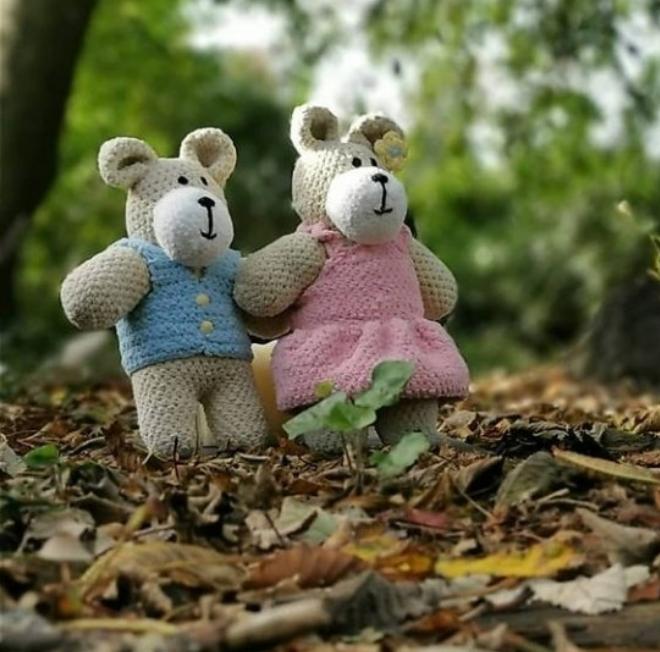 Teddy bear soft toy, handmade baby gift made in Ireland Wonky Woolins. Unique baby gift